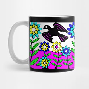 Flower Garden with Flying Black Bird Mug